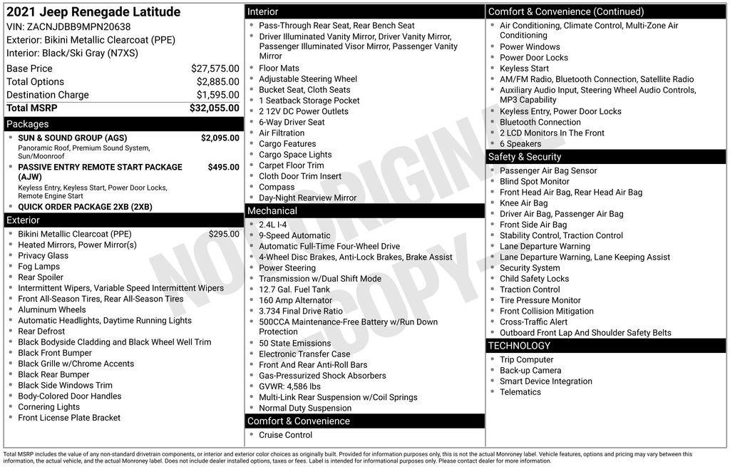 Used 2021 Jeep Renegade Latitude w/ Sun & Sound Group AWD/4WD image 15