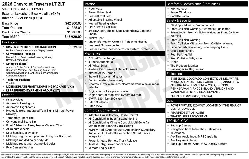 New 2026 Chevrolet Traverse LT w/ Driver Confidence Package image 6
