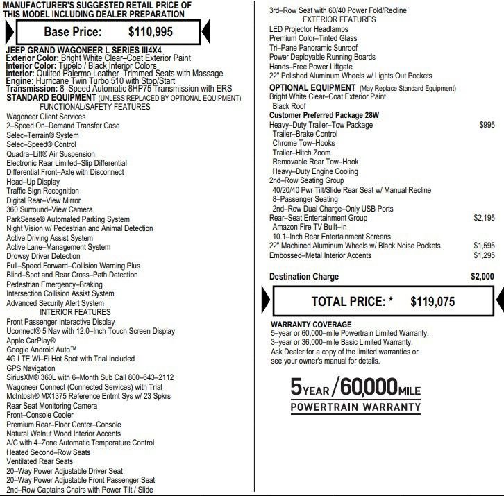 Used 2023 Jeep Grand Wagoneer L Series III w/ Rear Seat Video Group 1 image 2