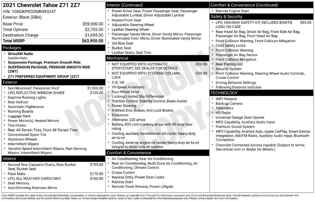 Used 2021 Chevrolet Tahoe Z71 AWD/4WD image 3