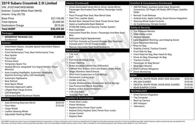 Used 2019 Subaru Crosstrek 2.0i Limited w/ Moonroof Package image 15