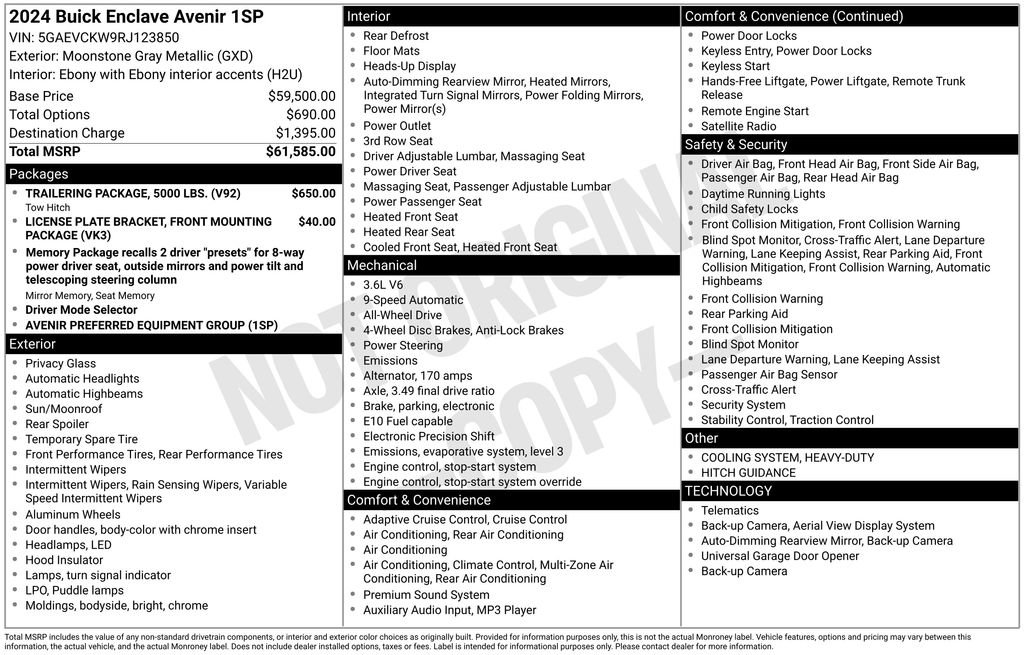 Used 2024 Buick Enclave Avenir w/ Trailering Package, 5000 lbs. image 11