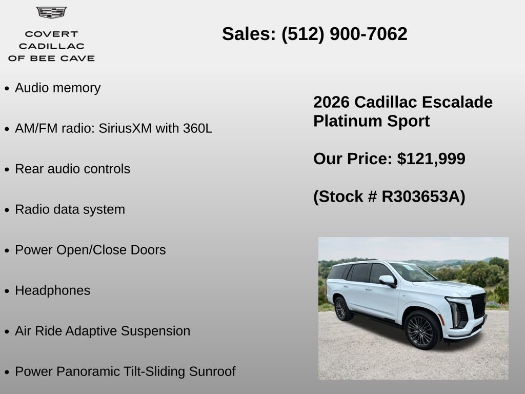 Used 2026 Cadillac Escalade Platinum Sport w/ LPO, Floor Liner Package AWD/4WD image 12