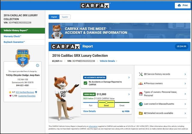 Used 2016 Cadillac SRX Luxury w/ Driver Awareness Package image 5