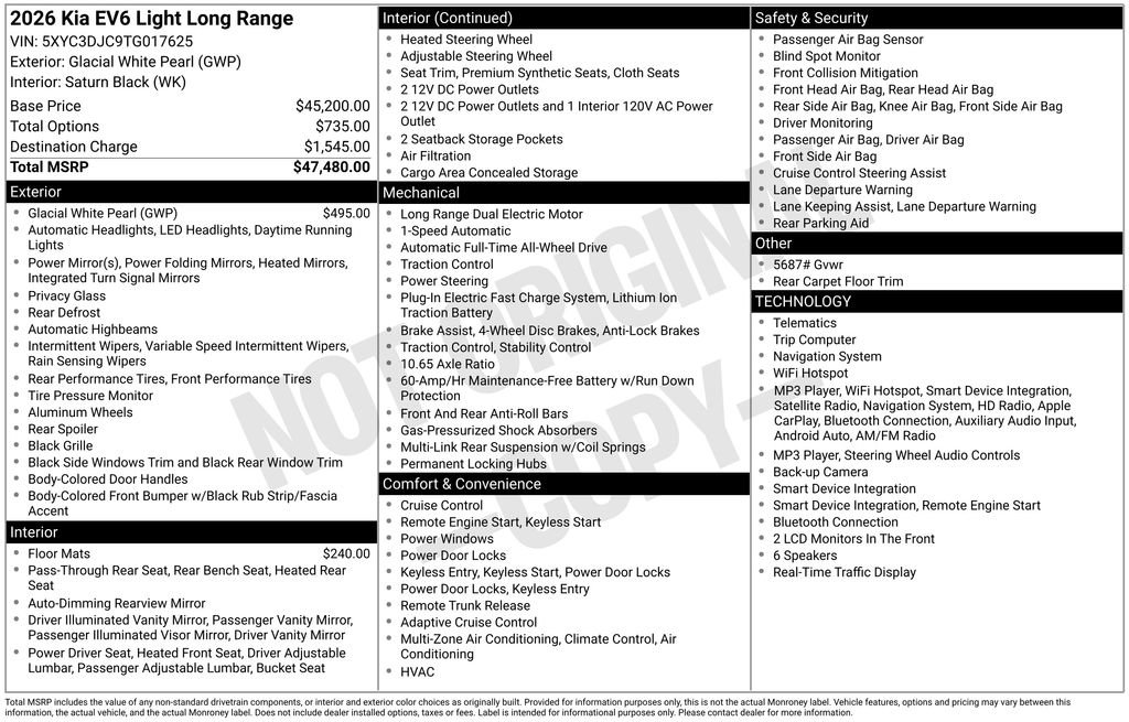 New 2026 Kia EV6 Light AWD/4WD image 2
