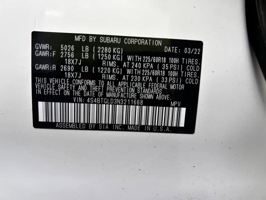 Certified 2022 Subaru Outback Onyx Edition XT AWD/4WD image 22