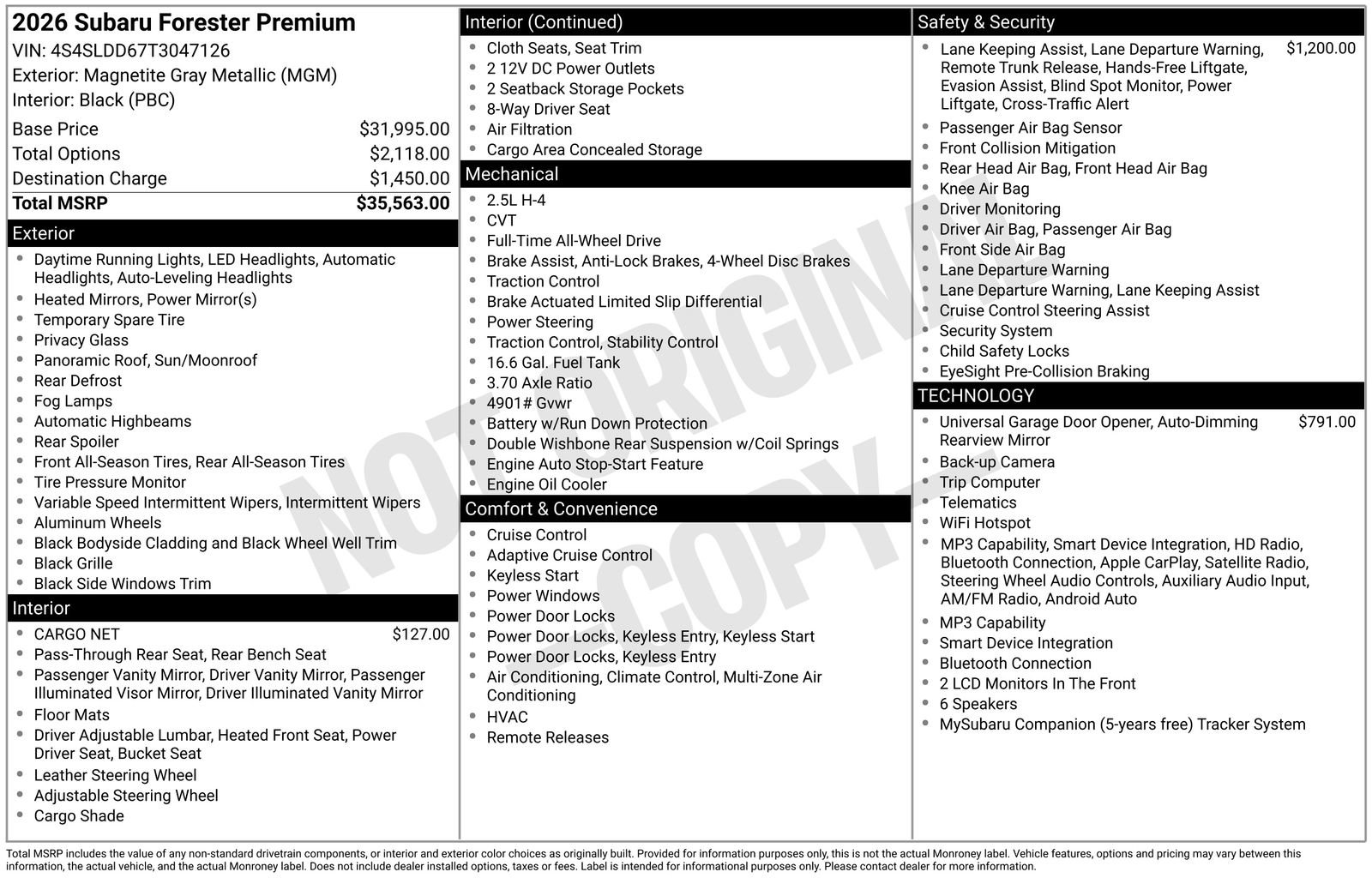 Certified 2026 Subaru Forester Premium AWD/4WD image 33