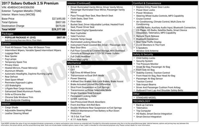 Used 2017 Subaru Outback 2.5i Premium w/ Popular Package #1 image 21
