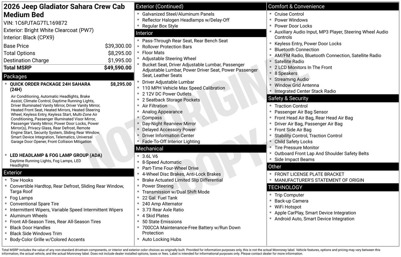 New 2026 Jeep Gladiator Sport AWD/4WD image 26