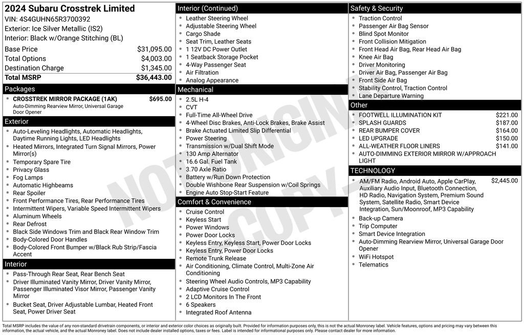 Certified 2024 Subaru Crosstrek 2.5i Limited w/ Crosstrek Mirror Package image 7