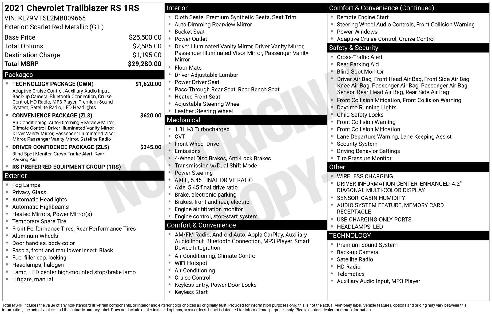 Used 2021 Chevrolet TrailBlazer RS w/ Technology Package image 4