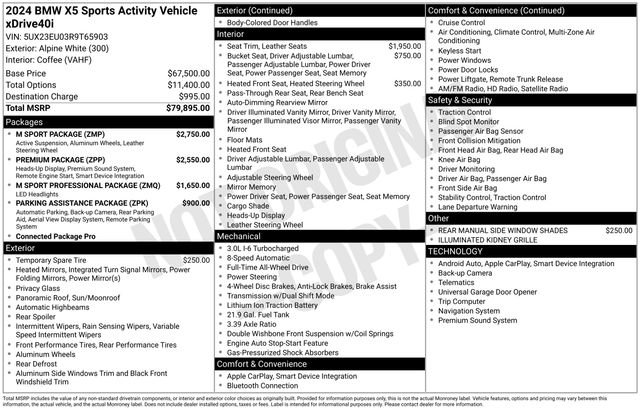 Certified 2024 BMW X5 xDrive40i w/ M Sport Package AWD/4WD image 42