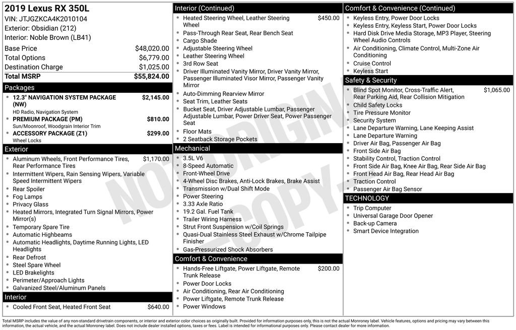 Used 2019 Lexus RX 350L 350L image 9