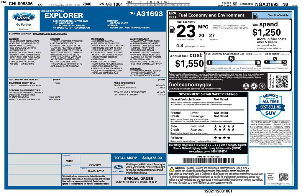 Used 2022 Ford Explorer Limited w/ Equipment Group 301A image 4