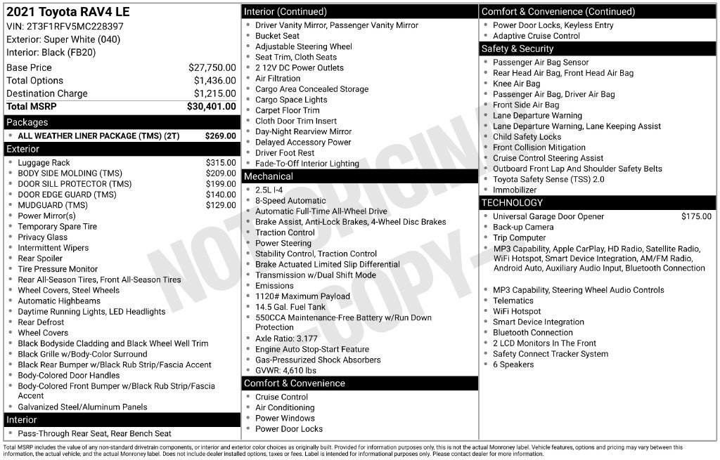 Certified 2021 Toyota RAV4 LE AWD/4WD image 33