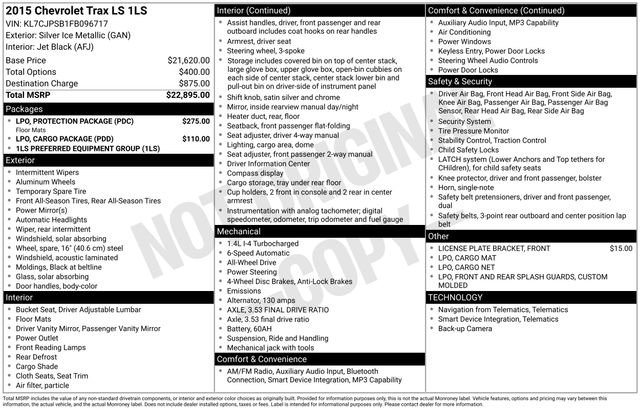 Used 2015 Chevrolet Trax LS w/ LPO, Protection Package image 4