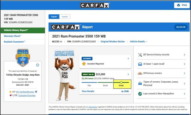 Used 2021 RAM ProMaster 3500 image 13