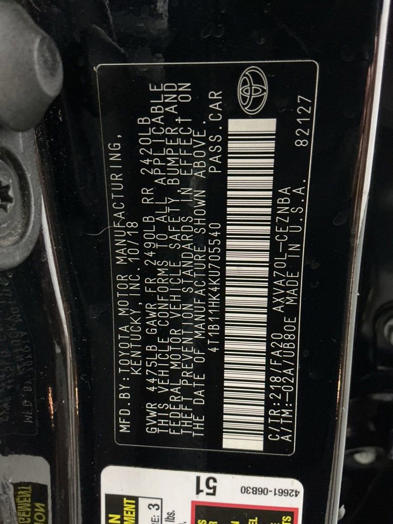 Used 2019 Toyota Camry LE FWD image 27