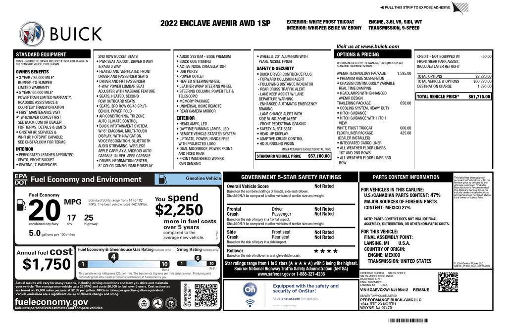 Used 2022 Buick Enclave Avenir w/ Avenir Technology Package image 3