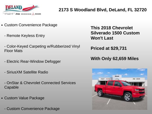 Used 2018 Chevrolet Silverado 1500 Custom w/ Custom Value Package AWD/4WD image 22