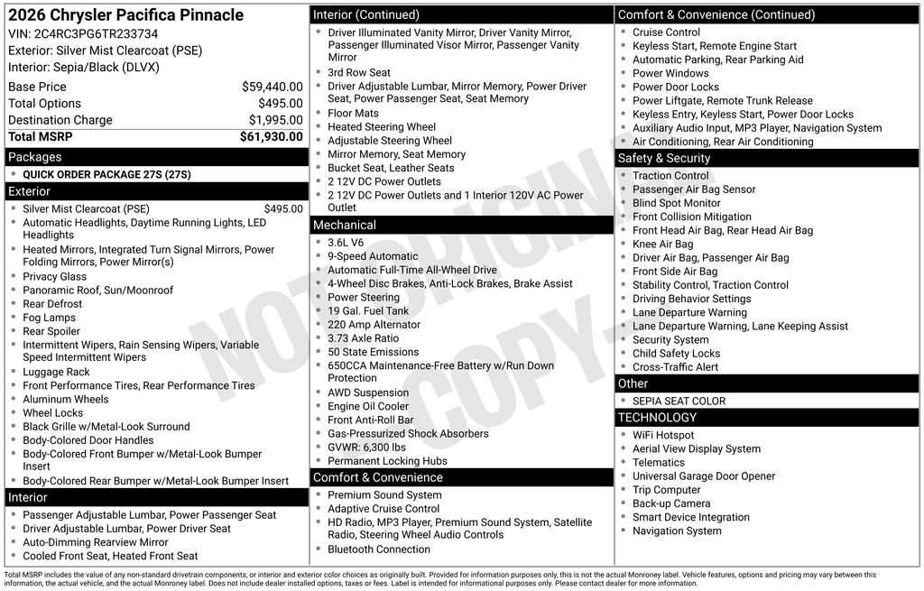 New 2026 Chrysler Pacifica Pinnacle AWD/4WD image 3