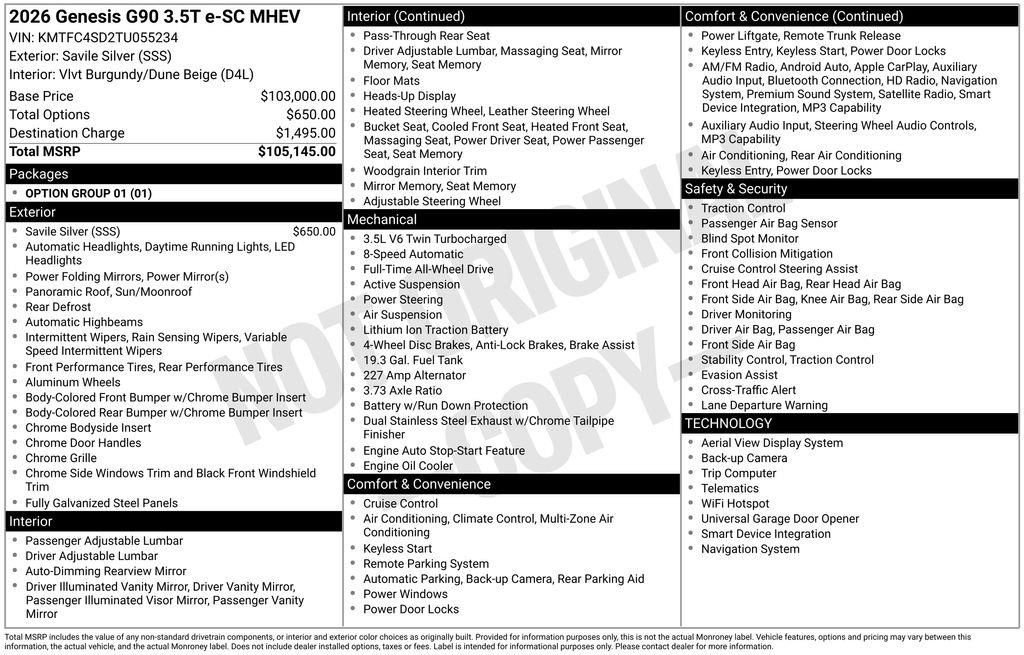 New 2026 Genesis G90 3.5T image 5