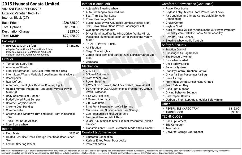 Used 2015 Hyundai Sonata Limited w/ Option Group 06 image 6
