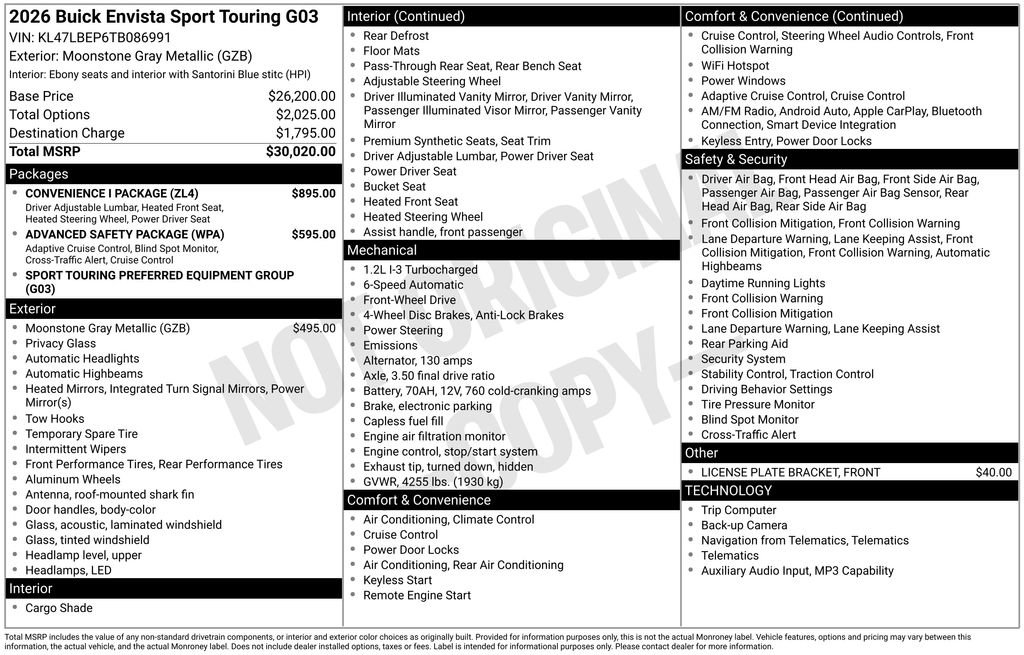 Used 2026 Buick Envista Sport Touring w/ Convenience I Package FWD image 5