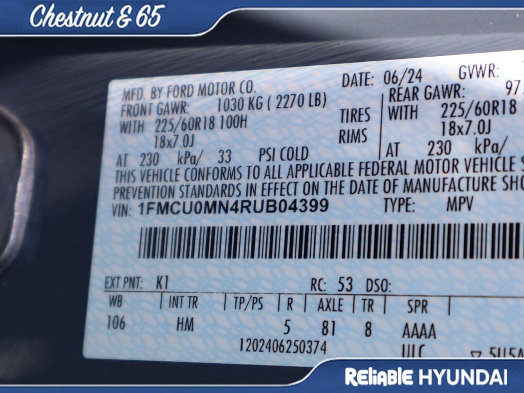 Used 2024 Ford Escape ST-Line w/ Tech Pack #1 FWD image 66