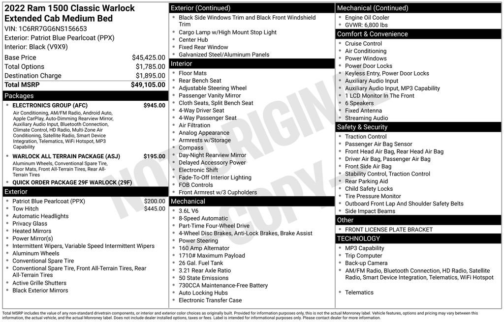 Used 2022 RAM 1500 Warlock w/ Electronics Group AWD/4WD image 4
