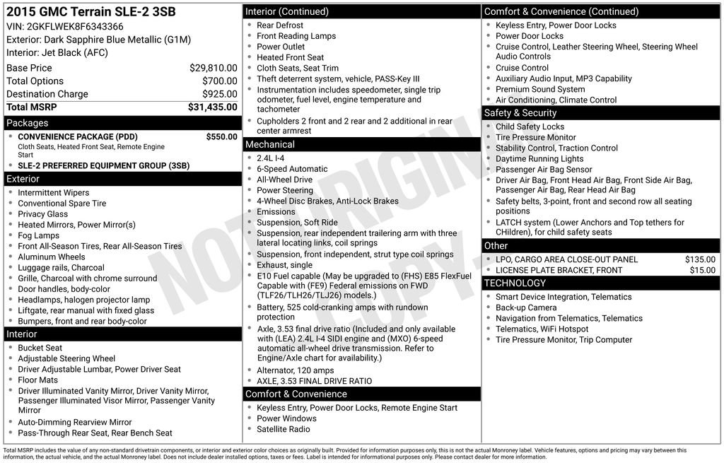 Used 2015 GMC Terrain SLE w/ Convenience Package image 2