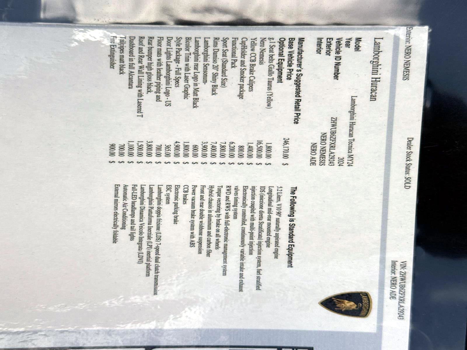 Used 2024 Lamborghini Huracan Tecnica RWD image 14