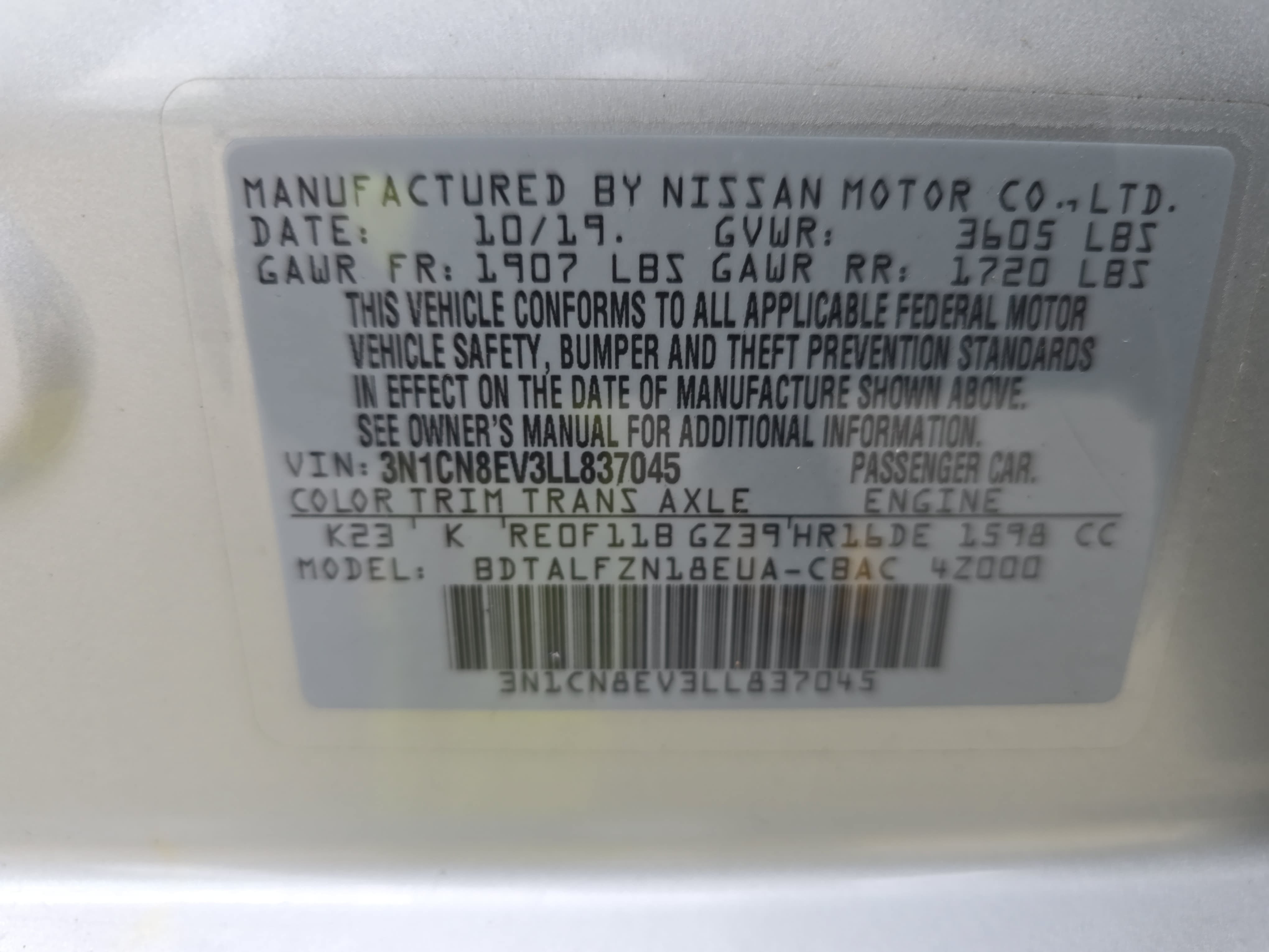 Used 2020 Nissan Versa SV FWD image 36