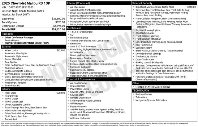 Certified 2025 Chevrolet Malibu RS FWD image 5