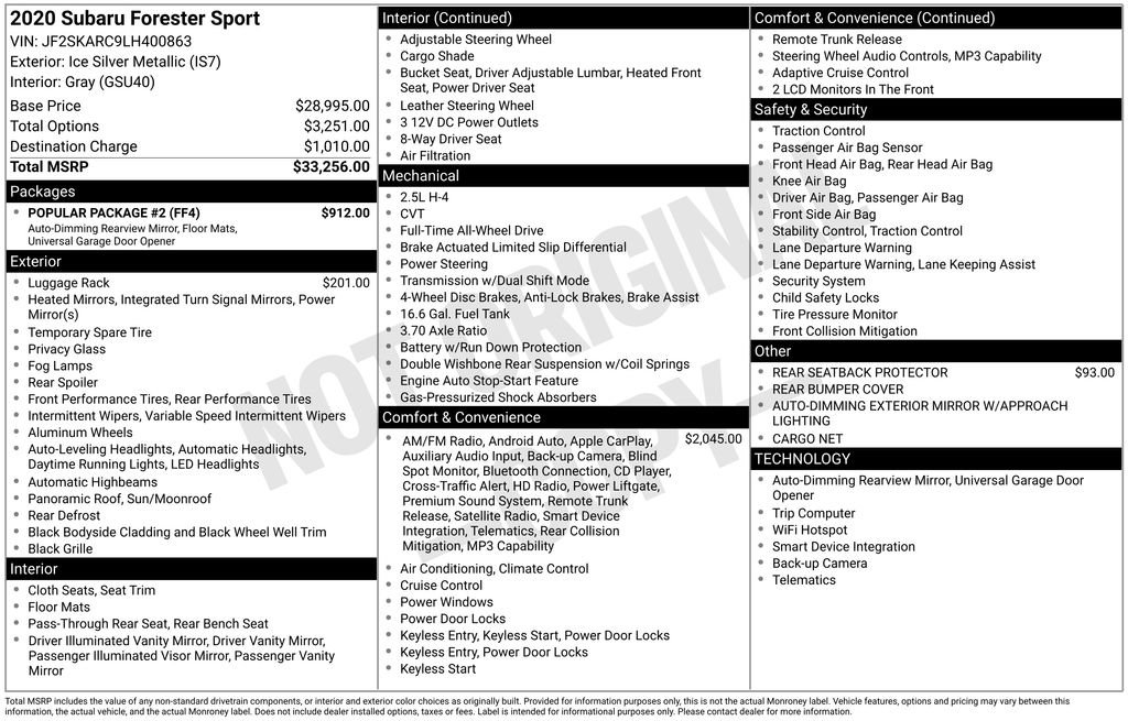 Used 2020 Subaru Forester Sport w/ Popular Package #2 image 33