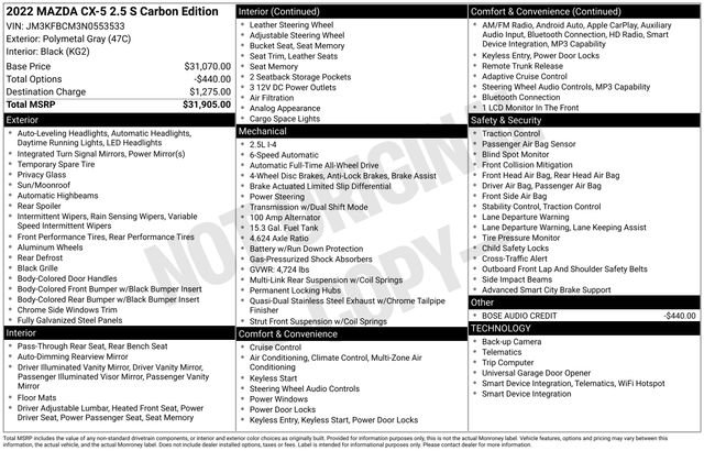 Used 2022 MAZDA CX-5 Carbon Edition AWD/4WD image 15
