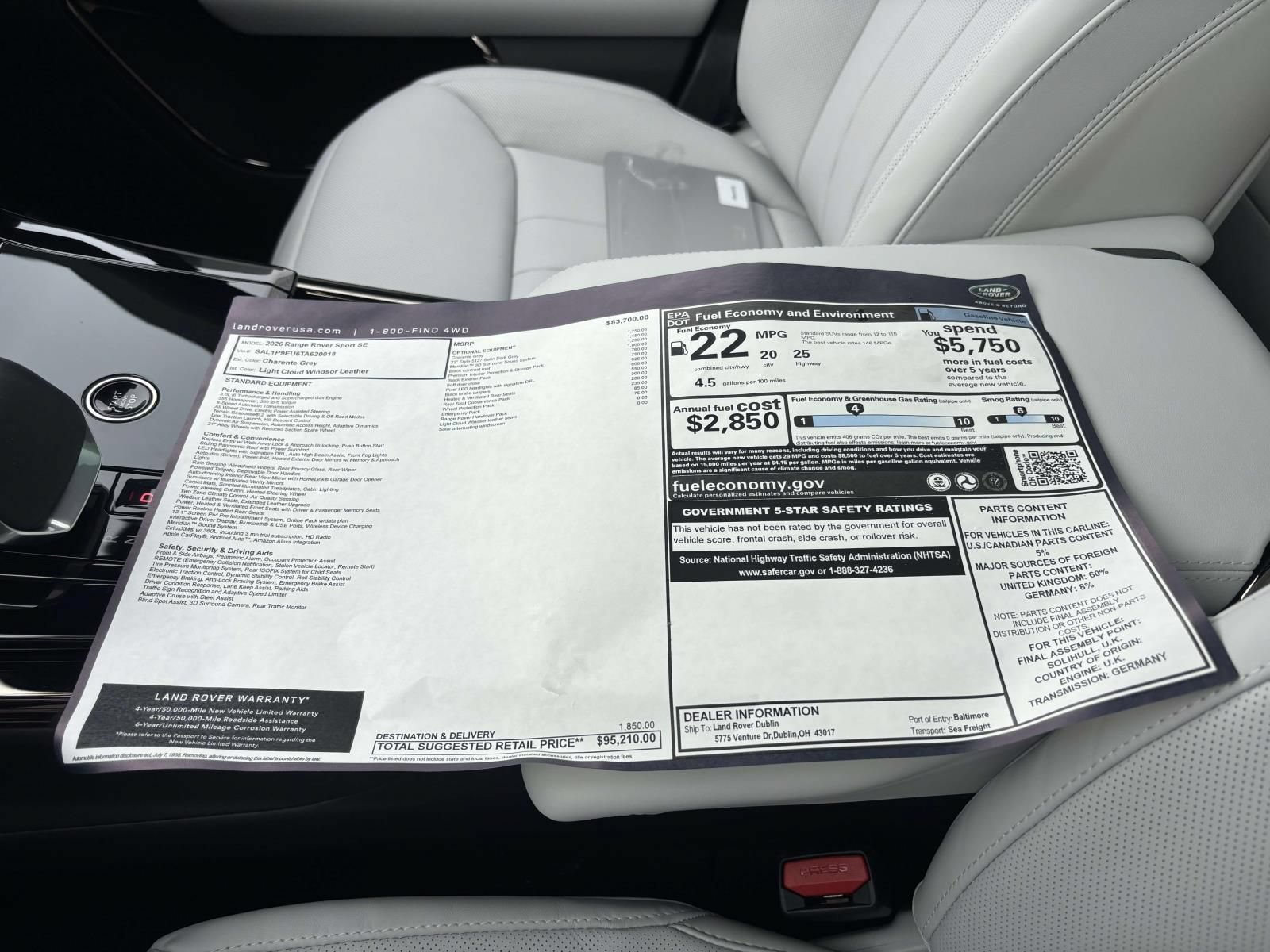 New 2026 Land Rover Range Rover Sport SE AWD/4WD image 29
