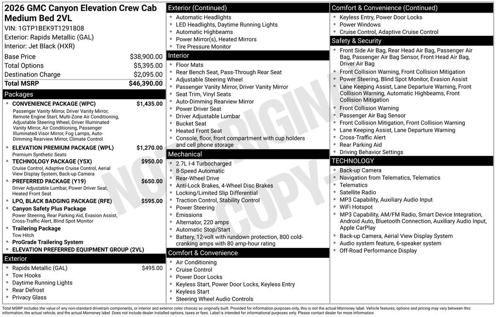 New 2026 GMC Canyon Elevation w/ Convenience Package RWD image 5