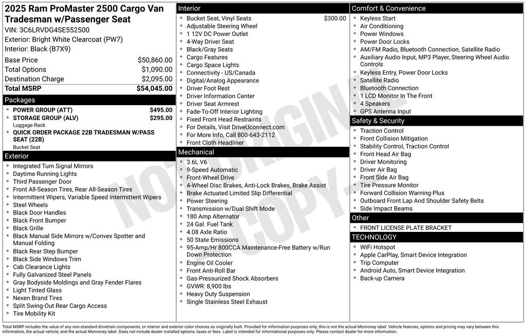New 2025 RAM ProMaster 2500 w/ Power Group FWD image 4