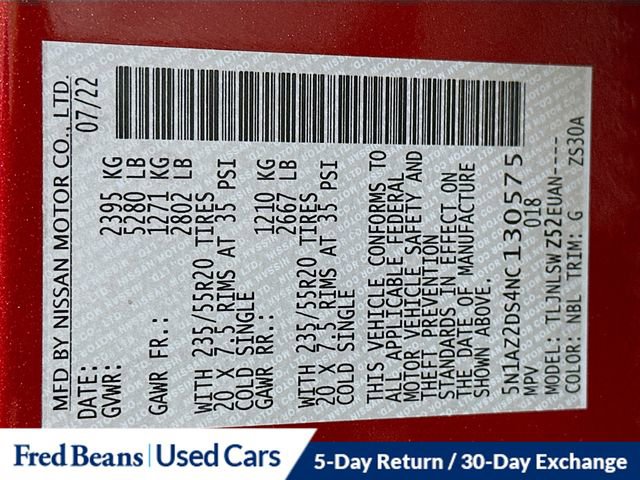 Certified 2022 Nissan Murano Platinum w/ Cargo Package image 35