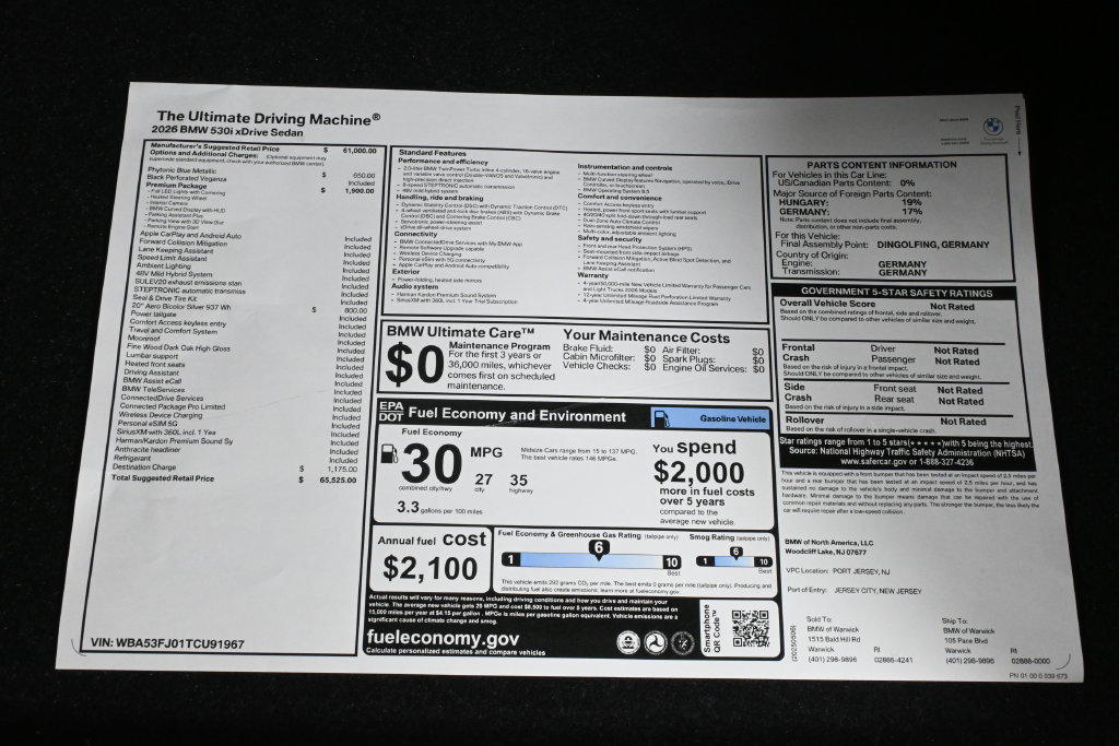 Used 2026 BMW 530i xDrive w/ Premium Package AWD/4WD image 38