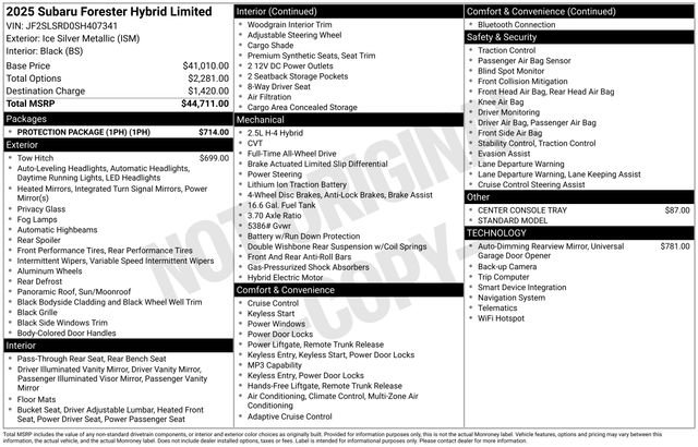 Certified 2025 Subaru Forester Limited w/ Protection Package (1PH) AWD/4WD image 6