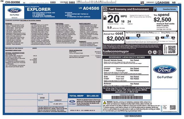 Certified 2020 Ford Explorer Platinum w/ Premium Technology Package AWD/4WD image 35