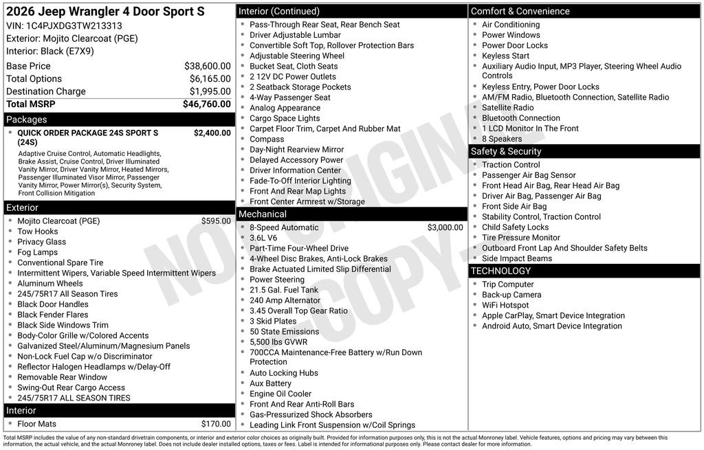 New 2026 Jeep Wrangler Sport S image 4