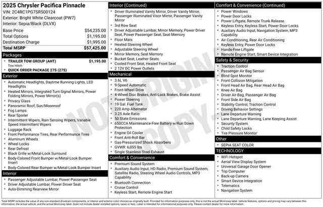 Used 2025 Chrysler Pacifica Pinnacle w/ Trailer Tow Group FWD image 52