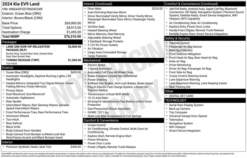 Certified 2024 Kia EV9 Land AWD/4WD image 10