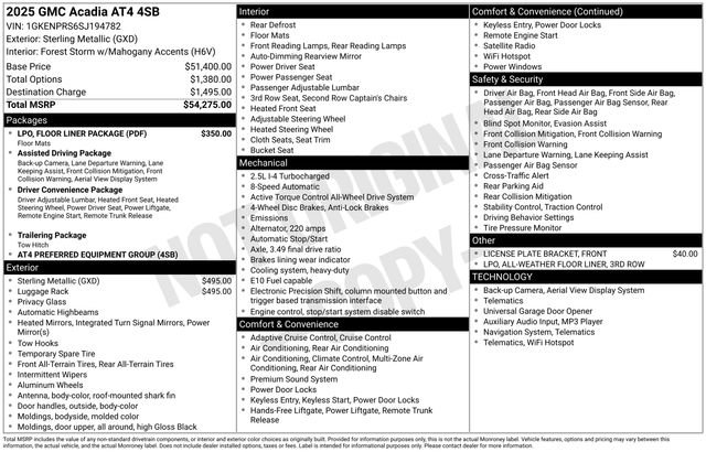 Used 2025 GMC Acadia AT4 w/ LPO, Floor Liner Package image 19