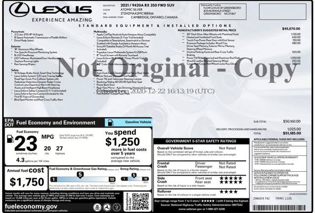 Used 2021 Lexus RX 350 FWD w/ Premium Package image 4