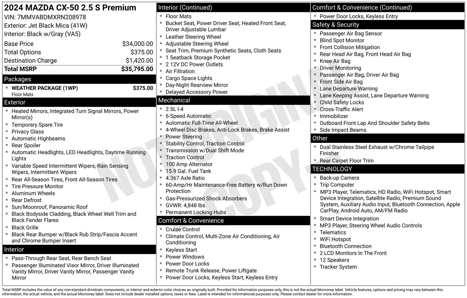 Certified 2024 MAZDA CX-50 AWD 2.5 S w/ Weather Package image 50