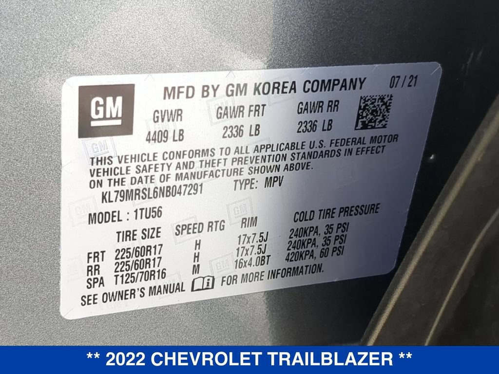 Used 2022 Chevrolet TrailBlazer LT AWD/4WD image 24